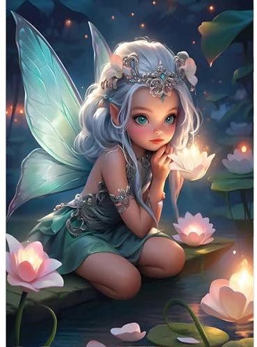 QINRUBB Fee Mädchen Diamond Painting Erwachsene, 5D Schmetterling Diamant Painting Bilder Anfänger, DIY Runder Vollbohrer Diamanten Malerei Stickerei Kreuzstich Geschenke Home Wand Dekor 30x40cm