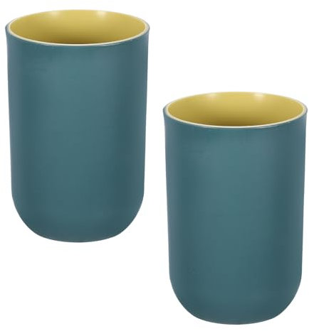 sourcing map 2Pcs Plastic Drinking Cups, Double Color Unbreakable Reusable Bathroom Cup Mouthwash Cup Toothbrush Tumbler Holder, Dark Blue