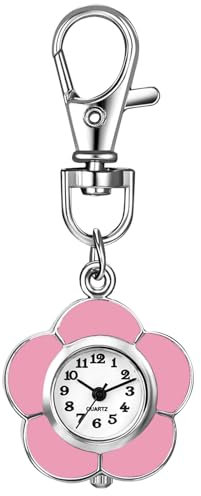 Avaner Karabineruhr Blumen Taschenuhr mit Karabiner: Rucksack Schnalle Uhr FOB Analog Quarzwerk Uhr Hängeuhr für Outdoor Arbeit Studien