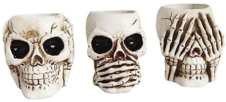 NULYLU 3pezzi Fioriera Decorativa Skull Da Vasi Per Piante Grasse Design Unico Per Esterni e Interni Perfetta Per Decorazioni Di Halloween e Eleganti