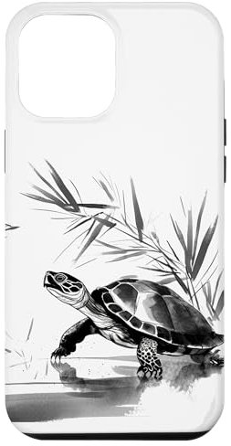 iPhone 12 Pro Max Water Turtle with Bamboo Sumi-e Ink Painting Case