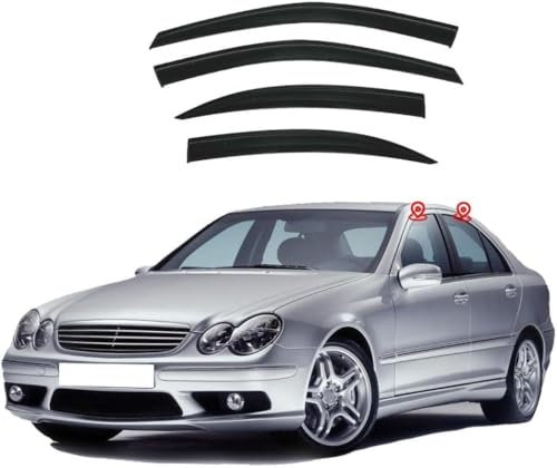 HALODE 4 pezzi Viseras Resistentes a la Intemperie para Mercedes Benz C-Klasse W203 2001-2006,parasole Resistente Alle Intemperie, accessori per Auto durevoli di Alta qualità