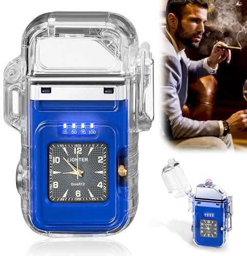 Accendino elettrico, ad arco elettrico, ricaricabile, con USB, ad arco elettrico, antivento, impermeabile, adatto per regali da uomo, festival, cucina, campeggio (blu)