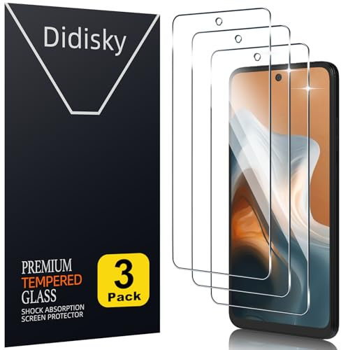 Didisky 3-Unidades Cristal Templado Protector de Pantalla para Motorola Moto G34, Cobertura Completa,Antihuellas, Ultra HD,9H Dureza