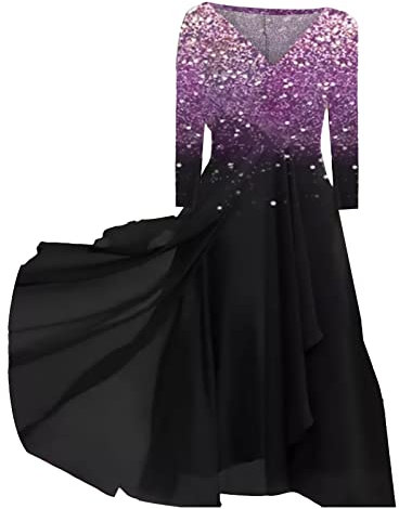 Abiti Eleganti Mamma Sposa Vestiti Lunghi da Cerimonia Abbigliamento Donna Casual Vestito Lungo Nero Casual Vestiti 18Esimo Abito da Sposa con Brillantini Vestito da Sposa Brillantinato Abito Lilla