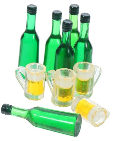 SKISUNO 1satz Miniatur Bierkrüge Dekorative Zubehör Für Puppenhaus Mini Bierflaschen Und Bierkrüge Aus Resin Deko-Element Für Mini-häuser Und Fotoshootings