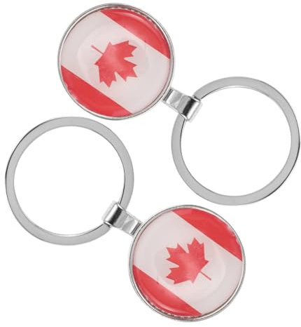 LIFKOME 2stücke Schlüsselanhänger Mit Kanada-flaggen- Dekorative Metall-schlüsselringe Für Taschen Und Gepäck Für Patriotische Anlässe Und Reisen