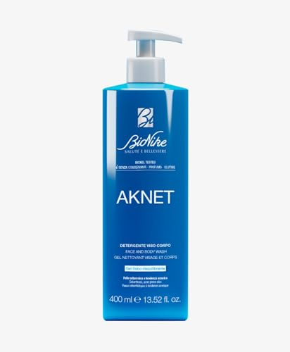 BioNike Aknet - Gel Detergente Viso e Corpo per Pelle Grassa e a Tendenza Acneica, Riequilibra e Purifica la Pelle, Migliora le Imperfezioni, 400 ml
