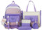 Sulxyi Schul-Rucksack Set, Canvas School-Rucksack, Umhängetasche, komplettes 5-teiliges Set Leichtes und Komfortables stilvolles Leinwandmaterial für die Jugend der Grundschule für Jugendliche