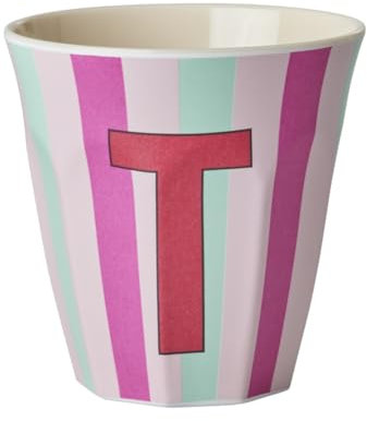 ReWu Rice Melmain Becher Medium Jungen - Buchstabe T - Kinderbecher Campingbecher Campnggeschirr Trinkbecher Melamingeschirr Bruchsicher BPA-Frei 250ml