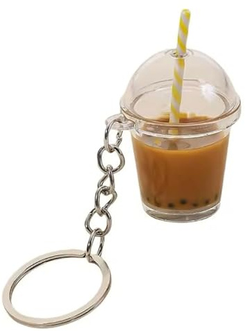 UKDGTMR Kawaii Bubble Tea Keychain, Boba Milk Tea Cup Charm, Backpack Pendant Brown x 1