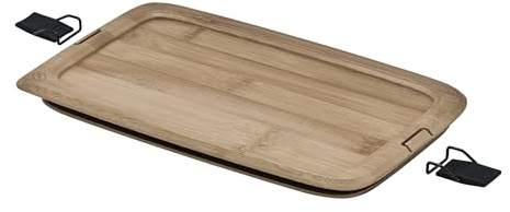 RÖSLE Brotzeitdeckel FLEXX 2GO 1,5 L eckig Bambus mit Clips, Silikonlippe, als Brotzeit- und Schneidbrett verwendbar, holzfarben, Braun