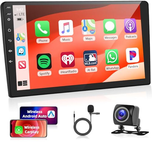 Motorsi 2+64G CarPlay Android Auto 2Din Autoradio, 9 Android Doppio Din Stereo Auto Bluetooth con Schermo, Supporto GPS Navigazione/WiFi/SWC/FM/RDS/EQ/MirrorLink Autoradio+Telecamera Posteriore