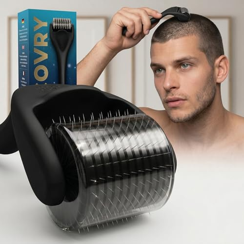 RECOVRY Dermaroller Haare Kopfhaut - Dermaroller 1 mm - 192 echte Nadeln zum Haarwachstum beschleunigen - Derma Roller Hair Growth - Micro Needle Roller - Haarroller