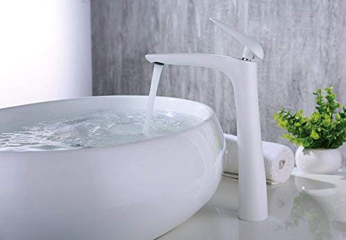 New Brass Tall White Spray Paint Bathroom Basin Faucet Bath Sink Tap Crane Torneira Cold and Hot Water Mixer Decoration