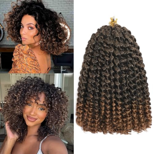 Jamaican Bounce Crochet Hair 8 Inch 16 Roots 5 Packs Short GoGo Curly Crochet Braids Jumpy Wand Curl Crochet Hair Extension For Black Women (T30#, 8inch)
