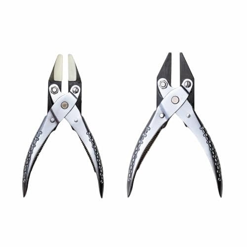 Set of 2 Parallel Action Pliers 140mm Flat Nose Nylon Jaw Steel Jaw Jewelry Tool