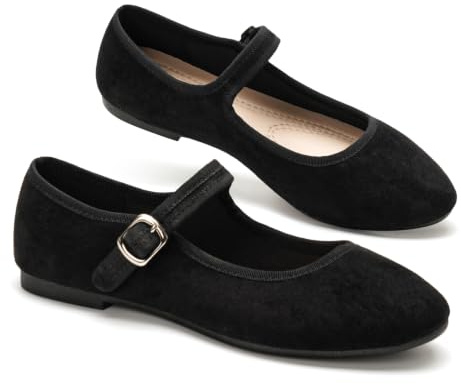 GLAMORA Mary Janes Femme Ballerines à Bride Chaussures Plates Confort Élégantes Bout Rond Bride Réglable Semelle Souple Antidérapante Style Classique Léger Chaussures Femme Quotidiennes