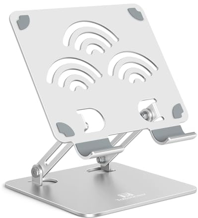 Tobeoneer Tablet Ständer aus Aluminium – Tablet Halterung Tisch 4–13 Zoll | Doppelscharnier-Design,Ergonomisch,Höhen & Winkelverstellbar,Stabil & Rutschfest,Faltbar,Für iPad & Samsung Galaxy Tab
