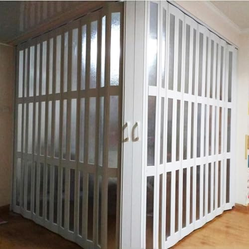 IBOWZ Puerta Plegable, Puerta Plegable en Forma de L para Esquina de Cocina, Puerta Plegable Personalizada de PVC para Patio, balcón y baño, Color Blanco