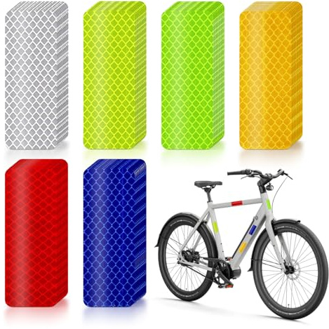 60 Stück Reflektoren Aufkleber, 3x8cm Reflektierende Aufkleber Selbstklebend, Wasserdicht Reflektorband Sicherheitsaufkleber für Fahrrad Motorrad Helme Kleidung Auto Nacht Sichtbarkeit(6 Farben)