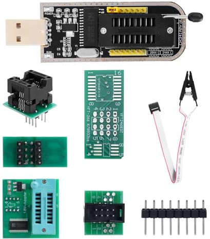 ARCELI S018 SOP8 Test Clip BIOS USB Programmierer, CH341A Programmer + SOIC8 Clip + 1,8V Adapter + SOIC8 Adapter für EEPROM 25/24 Serie Flash für Eeprom Programmer