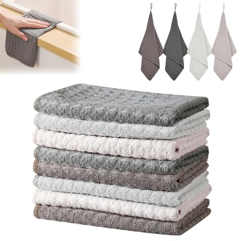 XZMCAT 8 Pcs Spüllappen Waschbar, 30x30cm Geschirrtücher Microfaser, Barista Tuch, Spültücher Küche, Waffeltuch Küchenlappen, Extra Saugfähig & Langlebig, für Küche, Fenster, Glas (Mehrfarbig)