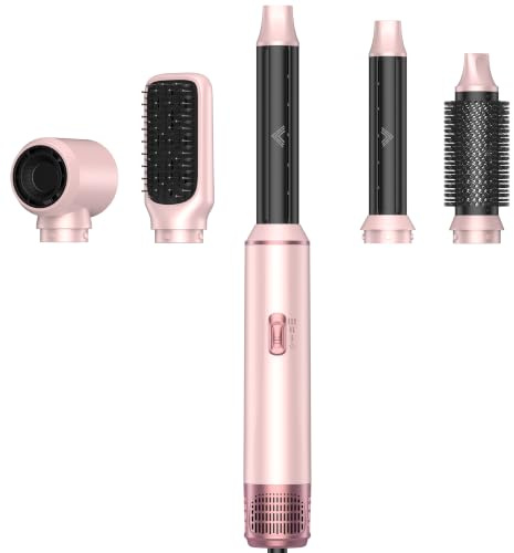 UMIGA Airstyler 5 in 1 Hairstyler mit Air Lockenstab Föhn Set, Rosa | Heißluftbürste Haarstyling Geräte Föhnbürste Warmluftbürste Rundbürstenföhn Lockenföhn Stylingbürsten Hair Dryer Styler Set