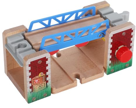 Holz Eisenbahnbrücke als Hebebrücke Spielzeug für Junge Mädchen, 1 Stück | Kunststoff und Holz, für Holzschienen und Zugspiel, Beige, Fördert Ursache und Wirkung