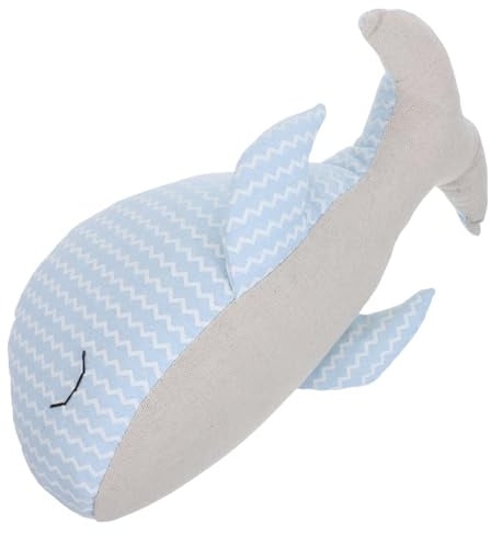 ARTIBETTER Butoir de Porte Décoratif en Tissu Bleu Clair Forme Baleine, Cale-Porte Intérieur Coupe-Vent Stable, Accessoire Fantaisie Marin pour Maison Bureau, Protection Sol et Mur