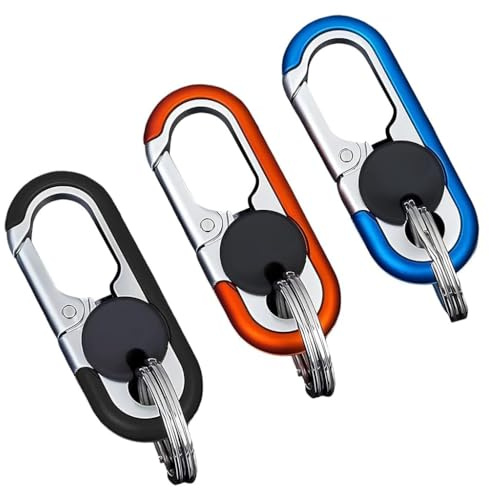 3 Mousquetons Porte-Clé Voiture Anneau Zinc Anti-Perte Rotatif Couleurs
