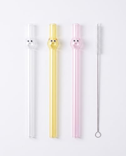 JIRVEX 3 pajitas reutilizables de cristal para Bubble Tea de 22 cm, pajitas gruesas con limpia pajitas, pajitas de colores para batidos, zumos y cócteles