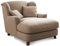 Cavadore XXL-Sessel Assado / Großer Polstersessel mit Holzfüßen und großer Sitzfläche / Inkl. 2 Zierkissen / 109 x 104 x 145 / Flachgewebe Dunkelbeige