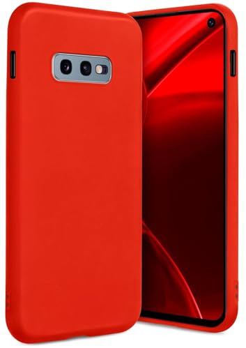 ONEFLOW SlimShield Pro für Samsung Galaxy S10e Hülle Ultra dünn erhöhter Rand, TPU Backcover minimalistisch Handyhülle flexibel, Schutzhülle mit Kamera- und Displayschutz, Rot