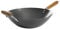 Kenmore Hammond Flat Bottom Carbon Steel Wok, 14-Inch, Black