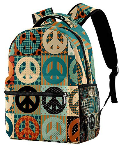 Lorvies Peace-Zeichen, Pazifik-Symbol, lässiger Rucksack, Schulterrucksack, Büchertasche für Schule, Studenten, Reisetaschen