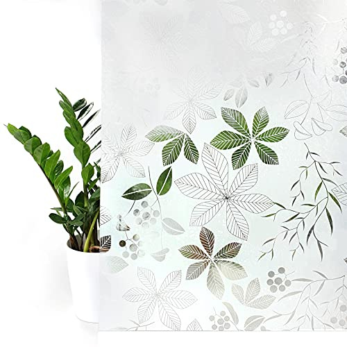 DecoMeister Vinilo Ventanas Estático 45x200 cm - Lámina de Privacidad para Cristales - Película Decorativa Fácil de Aplicar en Ventanas y Mamparas de Ducha, Protector Solar UV - Flores