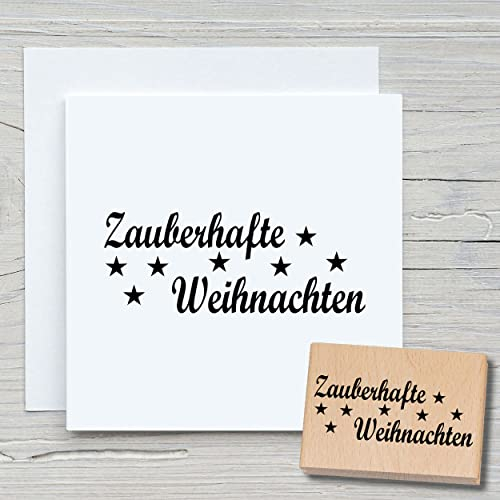 NEWSTAMPS Stempel Zauberhafte Weihnachten Motivstempel aus Holz & Gummi zum Karten und Geschenke basteln, Holzstempel für Weihnachten, Weihnachtskarte, Advent, Scrapbook, Textilstempel, Deko, Freunde