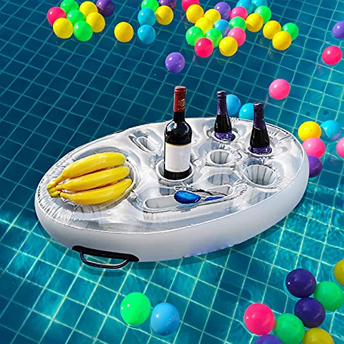 Shunfaji Floating Pool Bar, Inflatable Ice Bed for Pool, Pool Plate, Inflatable Cup Holder Place Fruit, Red Wine, Mobile Phones etc (A)