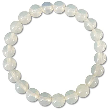 cotigo - Pulsera de Piedra Natural - Pulsera Hilo Elastico con Cuentas Piedra Natural - Distintas Piedras Semipreciosas para Mujer, Hombres Yoga Regalo (Opalina)