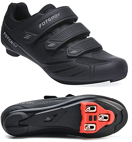 FOTGOAT Herren Fahrradschuhe für Damen, Rennradschuhe mit Stollen Kompatibel mit Peloton SPD ARC Look Delta Cleats, Unisex Fahrrad REIT Spin Schuhe Drinnen, Rennrad Schuhe Draussen Black EU 38