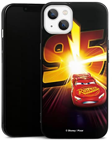 Slim Case extra dünn kompatibel mit Apple iPhone 13 Silikon Handyhülle schwarz Hülle Offizielles Lizenzprodukt Cars Lightning McQueen 95