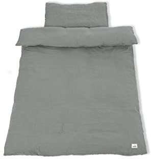 PINOLINO Musselin-Bettwäsche-Set, 2-tlg. für Kinderbetten, grau, 100% Baumwolle, atmungsaktiv, Bettbezug 100x135 cm, Kopfkissenbezug 60x40 cm