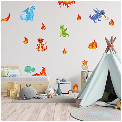 Wandsticker personalisiert Sticker Aquarell Tiere mit Name Wandtattoo für Kinderzimmer Babyzimmer Spielzimmer Mädchen Junge Y037 (Nr. 33 Drachen, Ohne Wunschname)