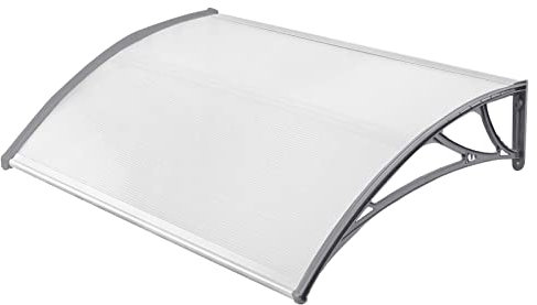 UISEBRT Vordach für Haustür - Überdachung Haustürvordach Polycarbonat Pultbogenvordach Transparentes Türdach 5 mm Dicke für Garage Fenster Haus Balkon (150 x 100 cm, Grau)