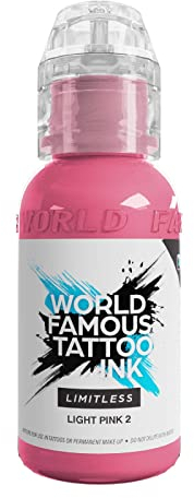 World Famous Tattoo Ink Limitless - Light Pink 2 - Couleur de tatouage professionnelle - Conforme à la norme REACH - 30 ml