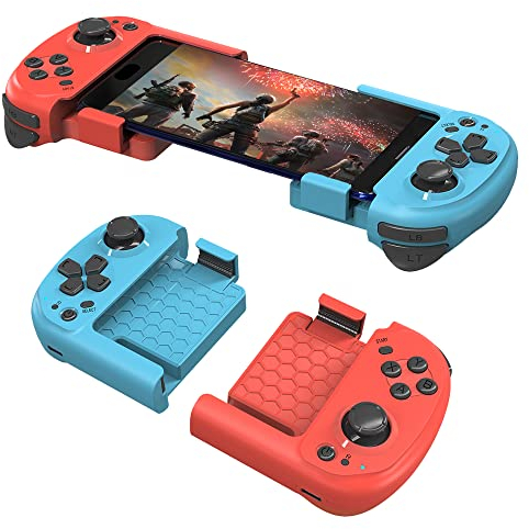 OBEST Controlador de Juegos Móvil Inalámbrico, Control Remoto Inalámbrico para Gamepads Izquierdo y Derecho, Compatible con iOS y Android, Windows, Controlador Móvil Retráctil