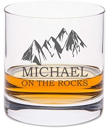 Leonardo Whiskyglas mit Gravur - On the Rocks Design - Personalisiert mit Name - Graviertes Whisky Glas - Geschenke für Whiskey Liebhaber zum Geburtstag - Geschenk für Sie & Ihn