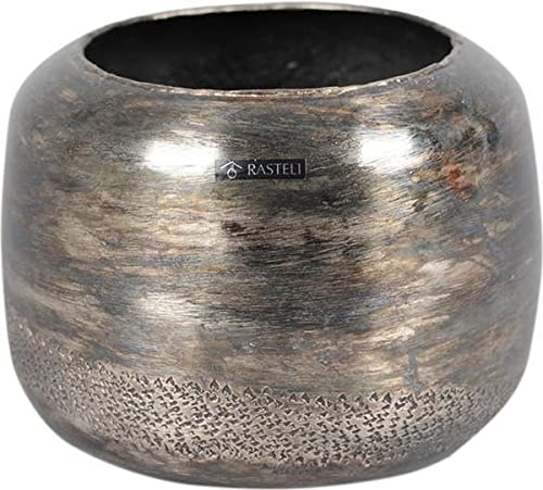 Rasteli Blumentopf Aluminium Braun-Schwarz-Melee D 22 cm H 15 cm‎‎