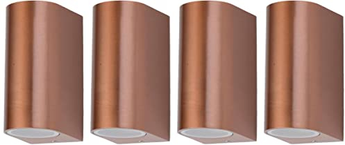 Novatool 4x Außenleuchten Aluminium IP44 I Kupfer I 2x GU10 I 9,4x6,5x14,5 cm I Außenlampe für Terasse Aussenleuchten Haus Wandleuchte Aussenbeleuchtung Lampen Außenbereich Außenlicht Outside lights